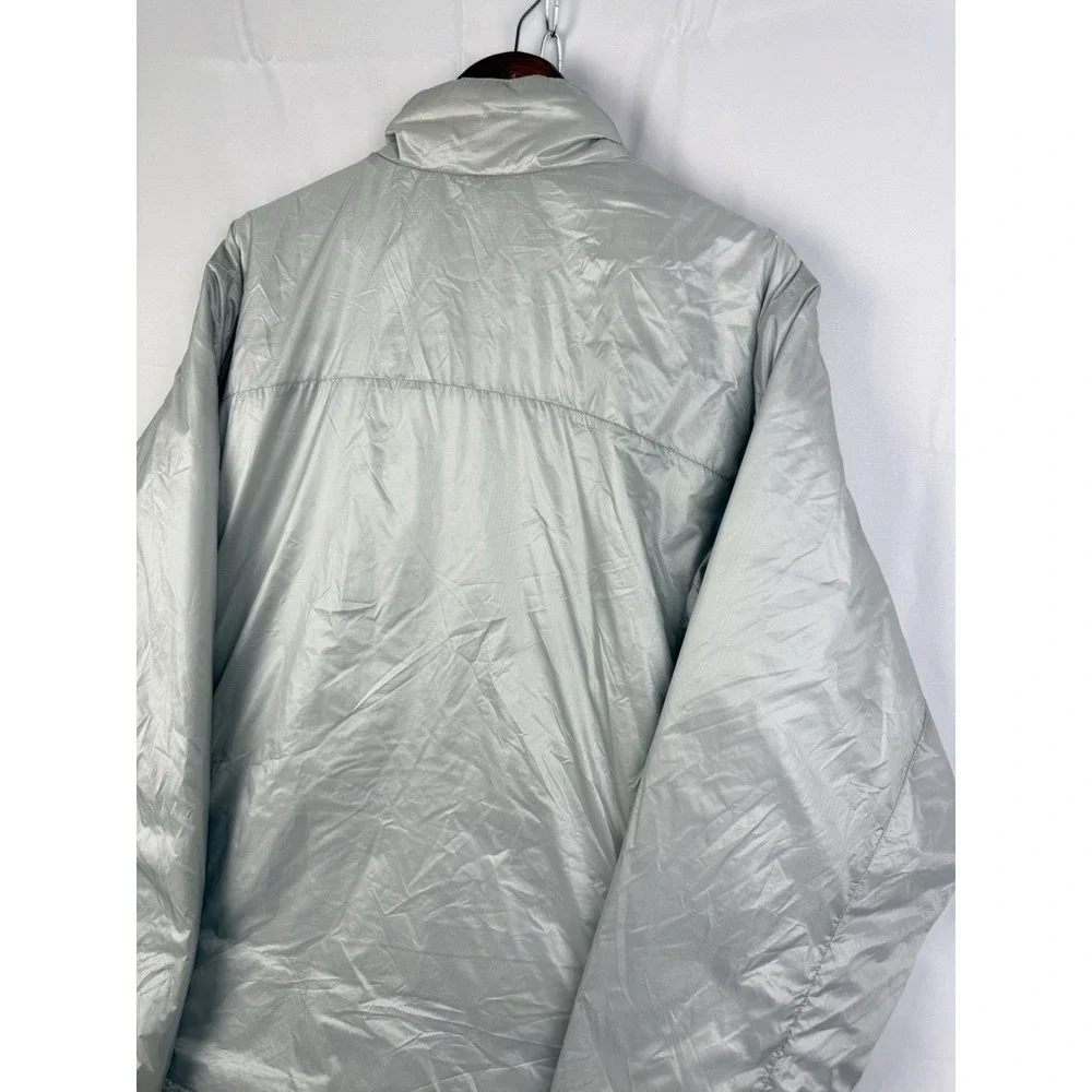 The North Face Puffer Jacket Mens Sz . XL Silver Metallic Full Zip Blue Accent